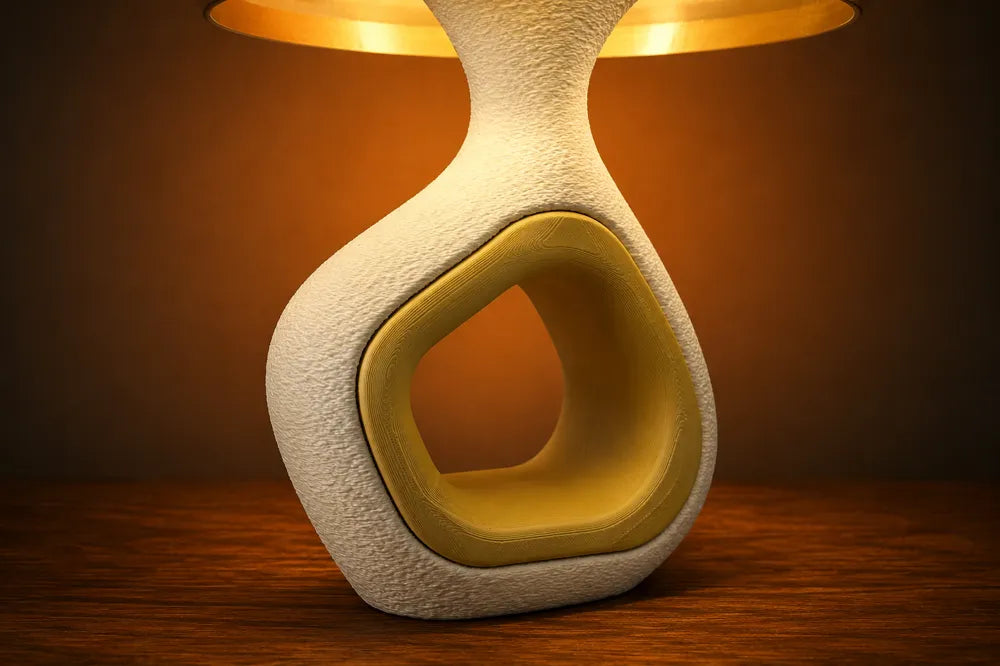 Pied clair texturé du luminaire Ambre avec intérieur doré
