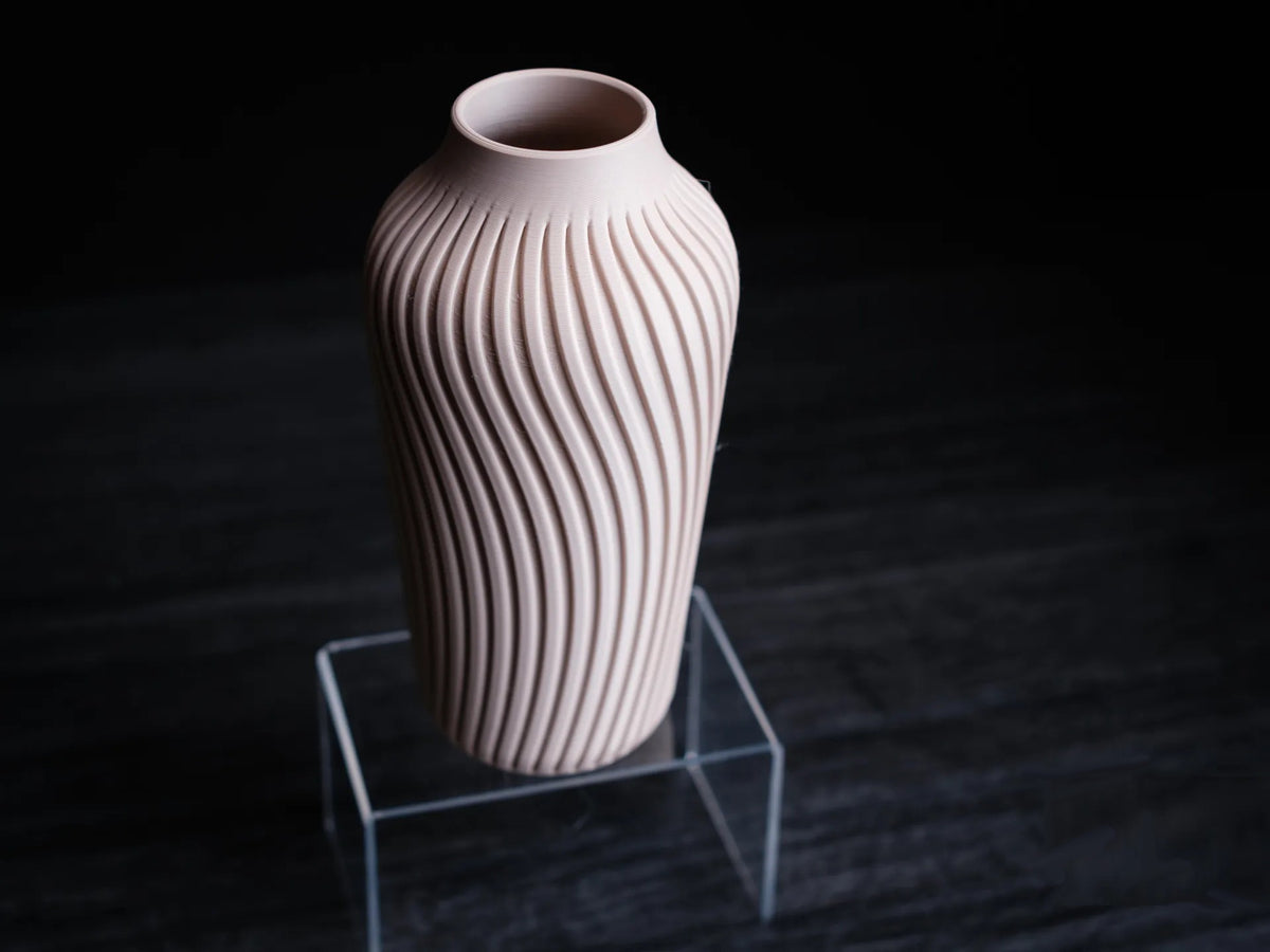 Vase Strié Frangi Genève – Rose et Marron – duo