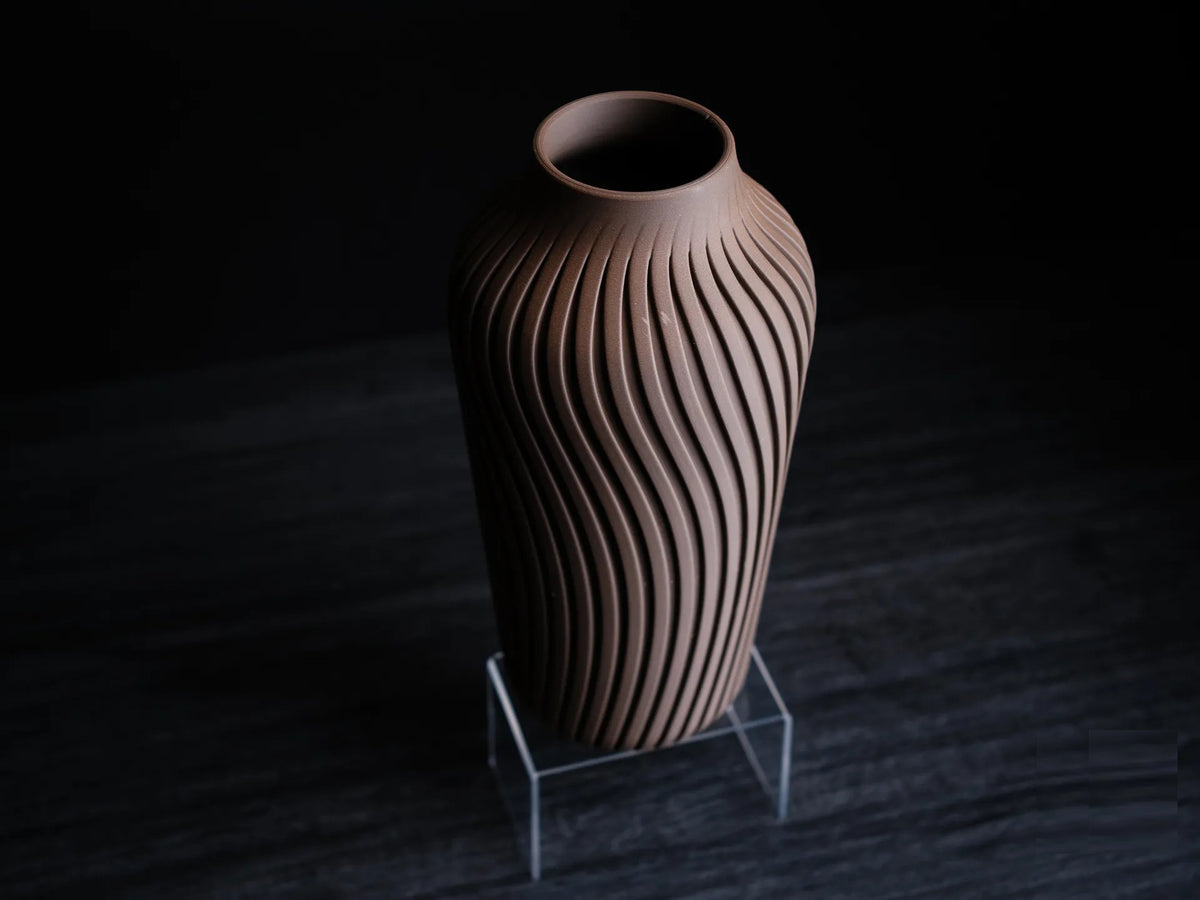 Vase Strié Frangi Genève – Rose – avec fleurs séchées