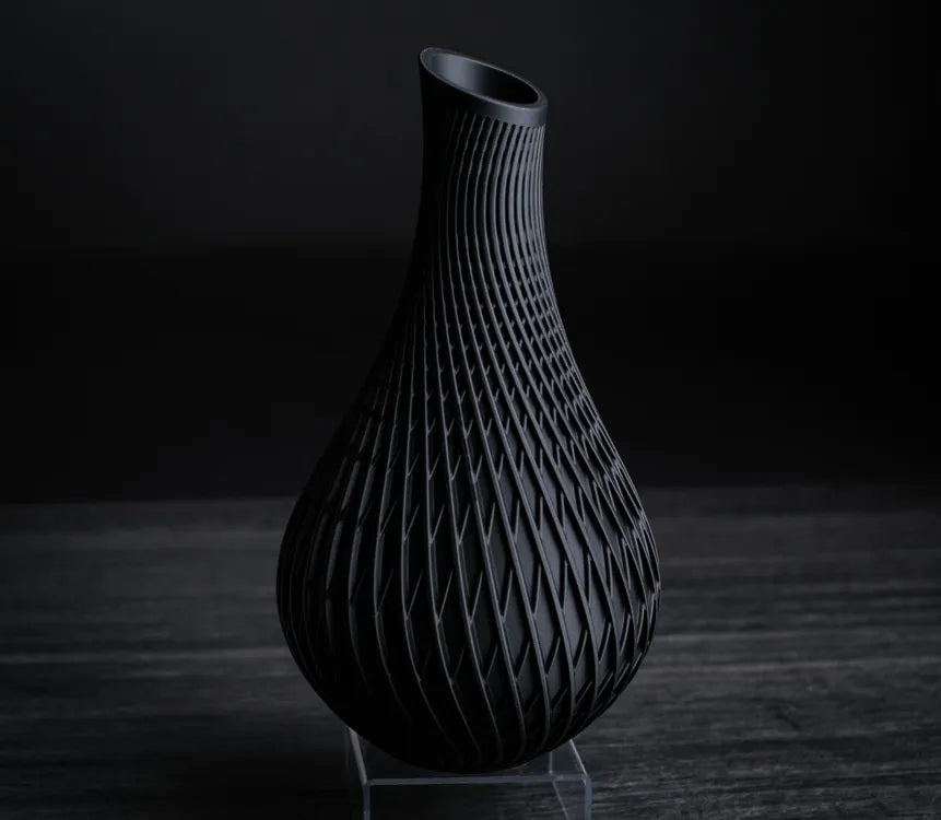 Vase Tressé Losanges Frangi Genève – coloris noir mat vue de face