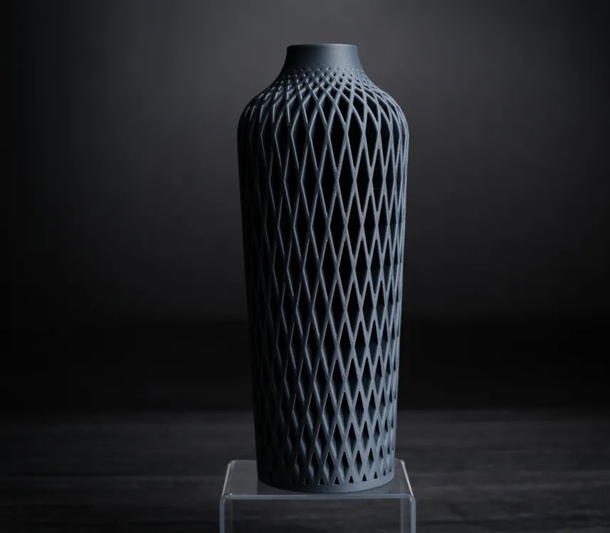 Vase Ajouré Treillis Frangi Genève – vue de face anthracite