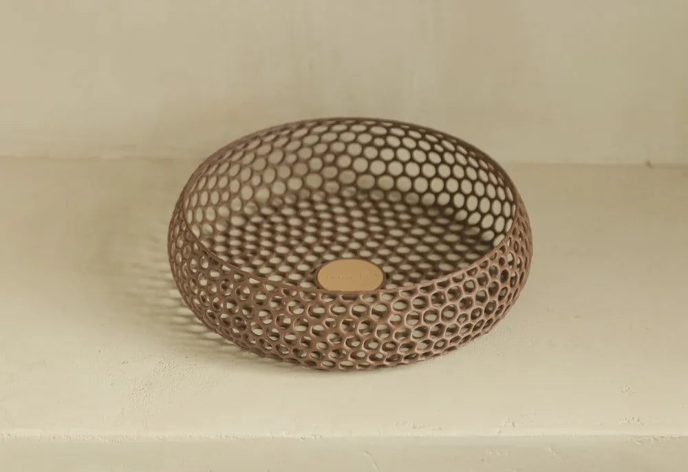 Coupe vide-poche alvéolaire marron vue de dessus