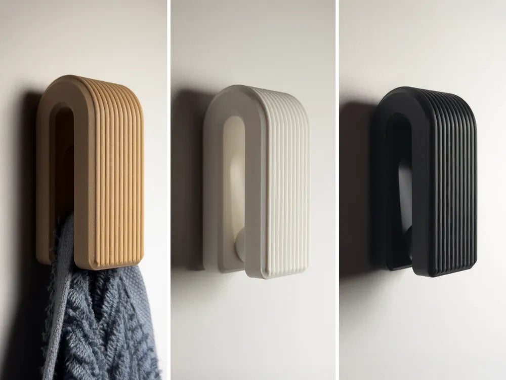 Porte-serviettes muraux cannelés beige, blanc et noir