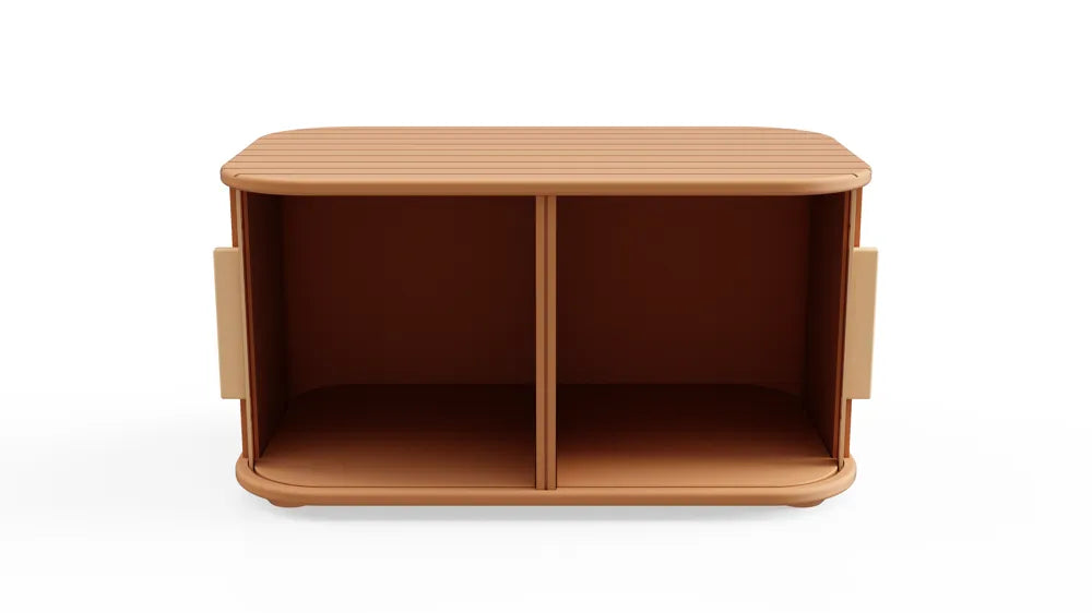 Coffret ouvert montrant ses deux compartiments de rangement