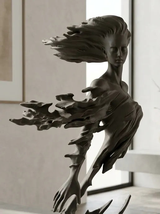 Sculpture figurative bronze effet dissolution vue de face