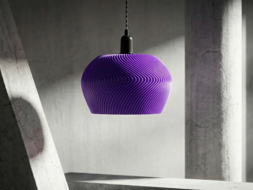 Suspension Améthyste violette à fines nervures ondulées