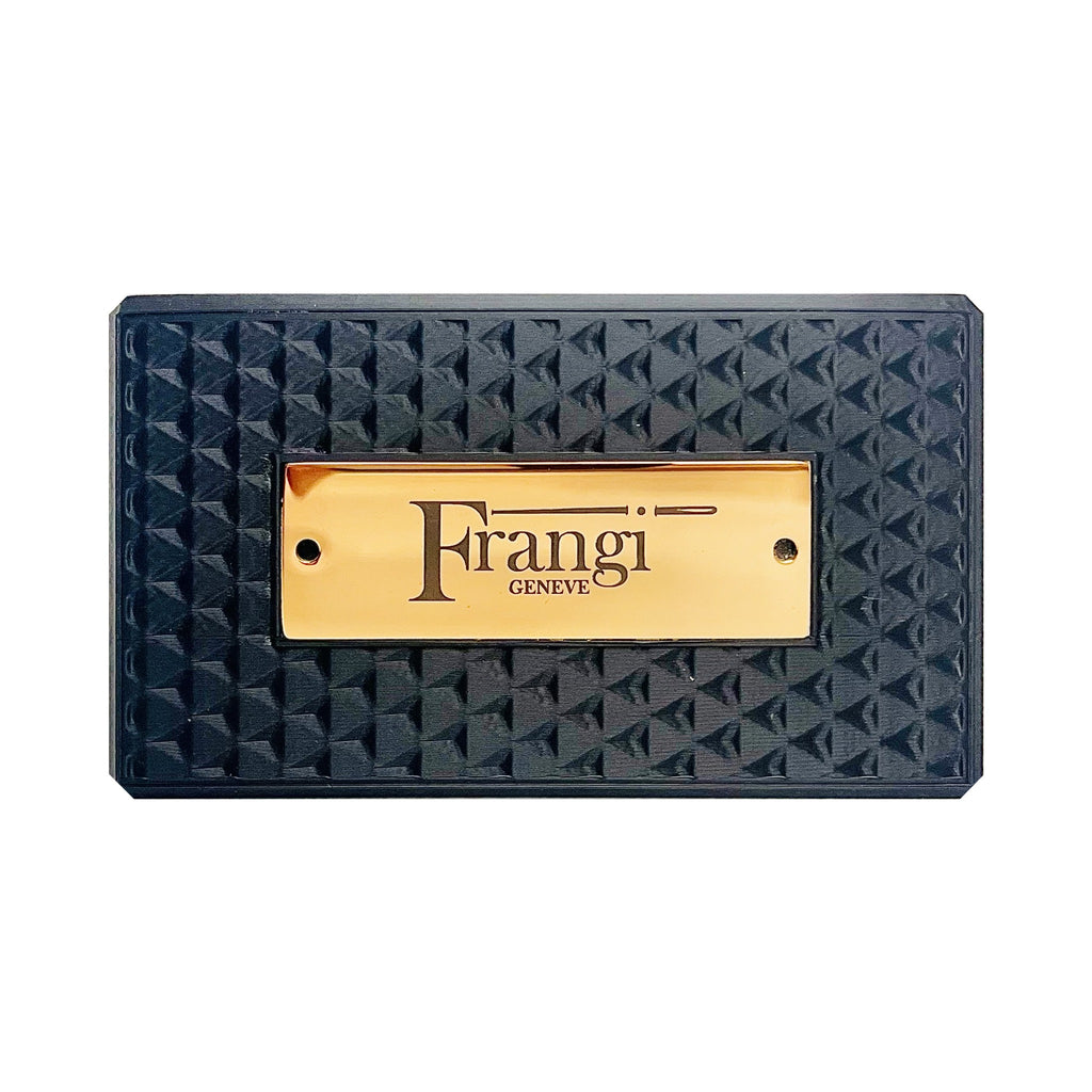 Portefeuille Frangi Genève Onyx — plaque dorée face