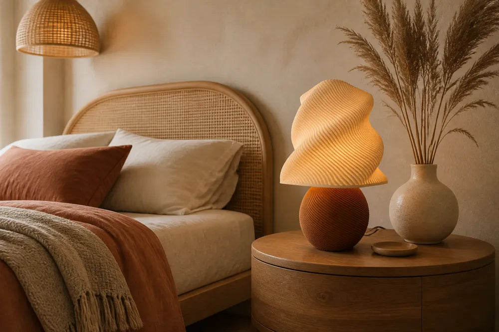 Luminaire Brise dans une chambre aux tons naturels