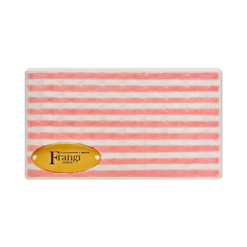 Portefeuille Frangi Genève Rose Rayé XXL — vue de face avec plaque