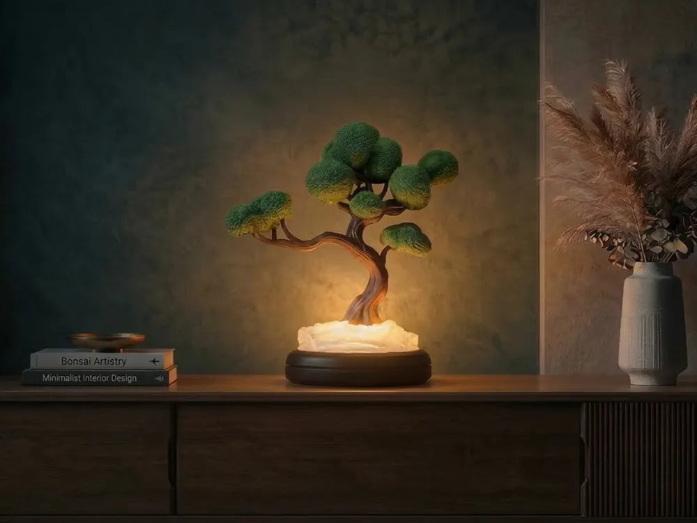 Luminaire Bonsaï mis en scène sur une console