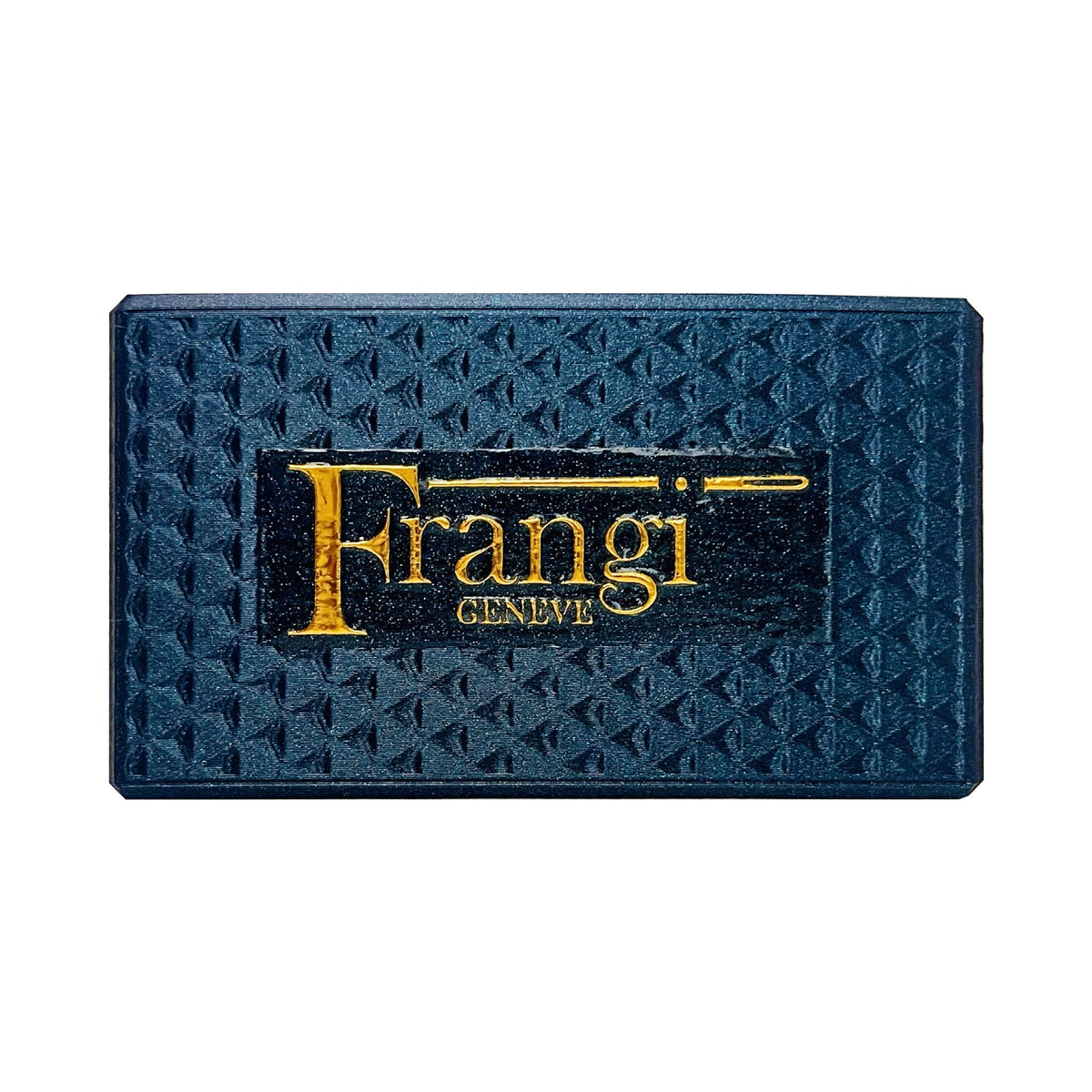 Portefeuille Frangi Genève titané brülé 12 cartes, face avant avec plaque dorée