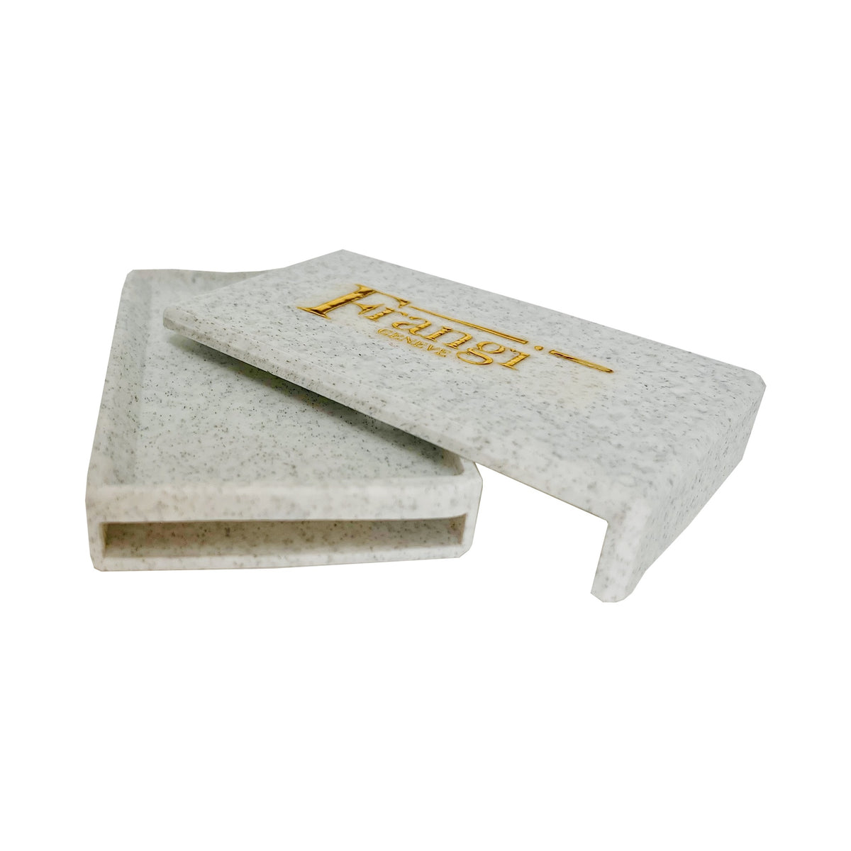 Portefeuille Frangi Genève granit blanc 7 cartes ouvert, tiroir coulissant